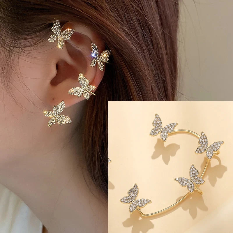 Butterfly Zircon Clip Earrings